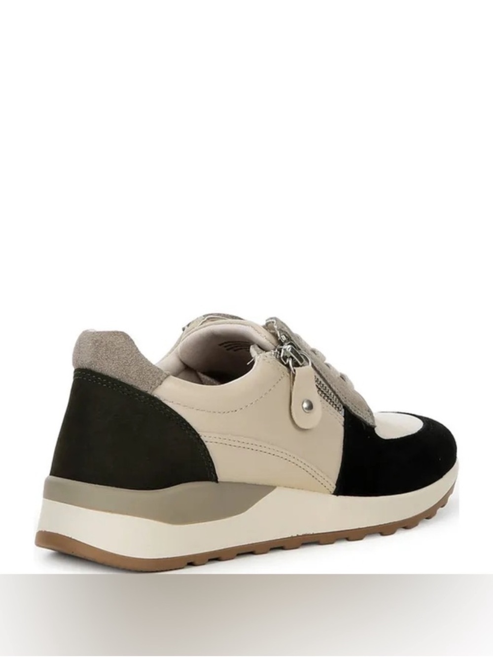 NWT Brioso Mimi Leather Zip Sneakers Sz 8 Rice/Black/Olive - Picture 3 of 9